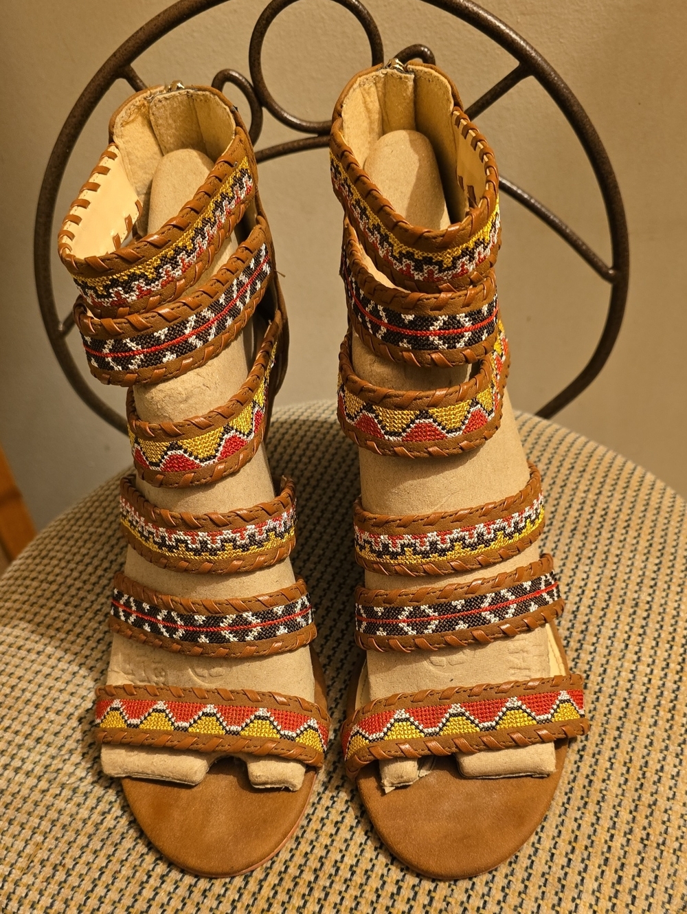 Jessica Simpson Brown Multi-Color Strappy Gladiator Sandals